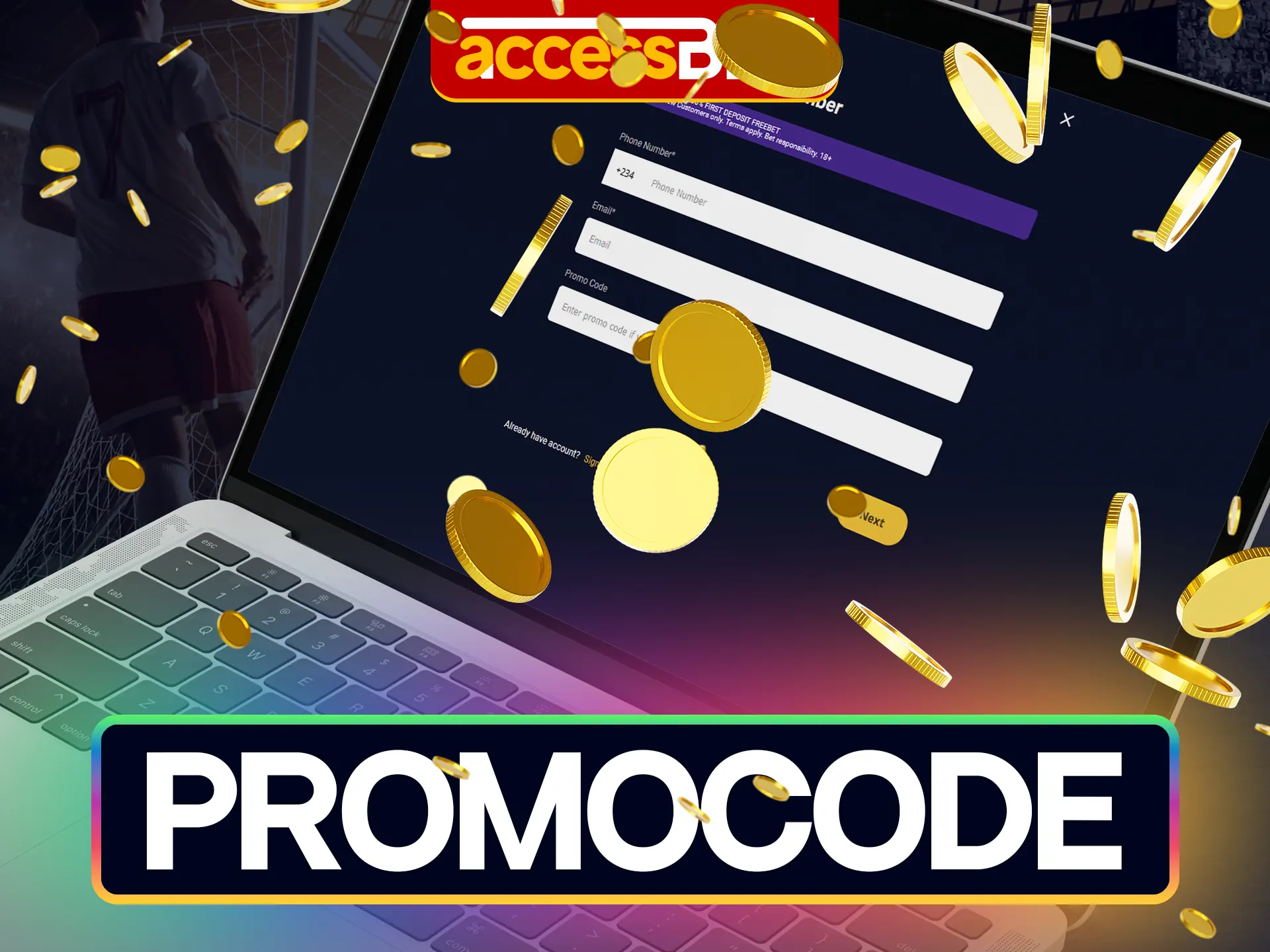 AccessBet does not offer bonus promo codes, but you can get a nice welcome bonus on your first deposit
