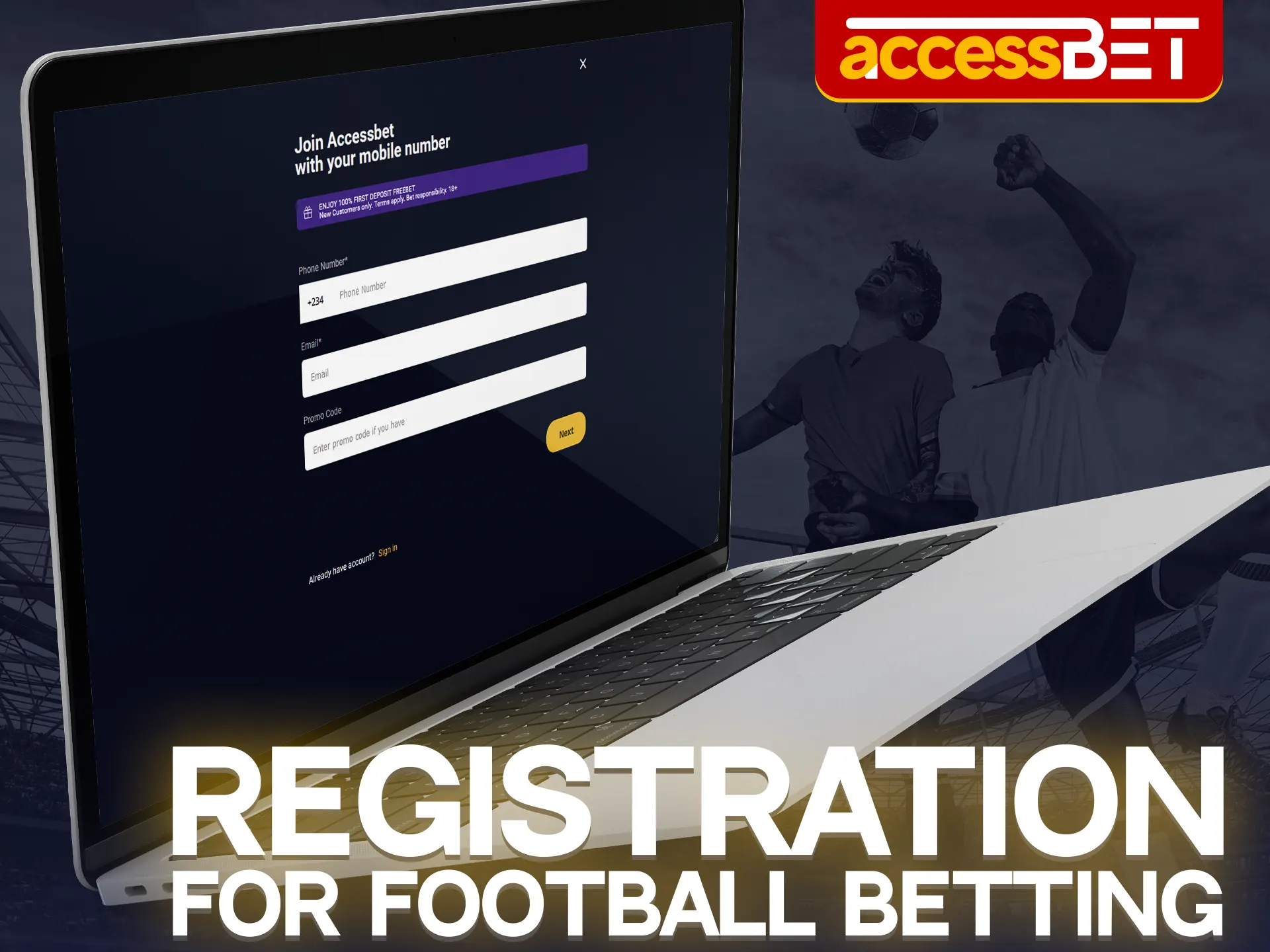 Provide information and come up with login details to create an account at Accessbet.