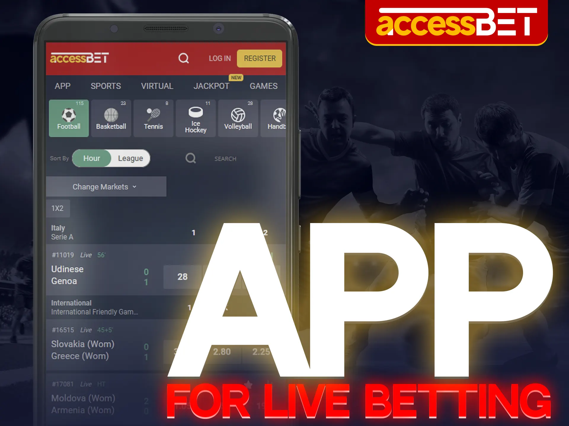 Live betting can be done at any time thanks to the Accessbet app.
