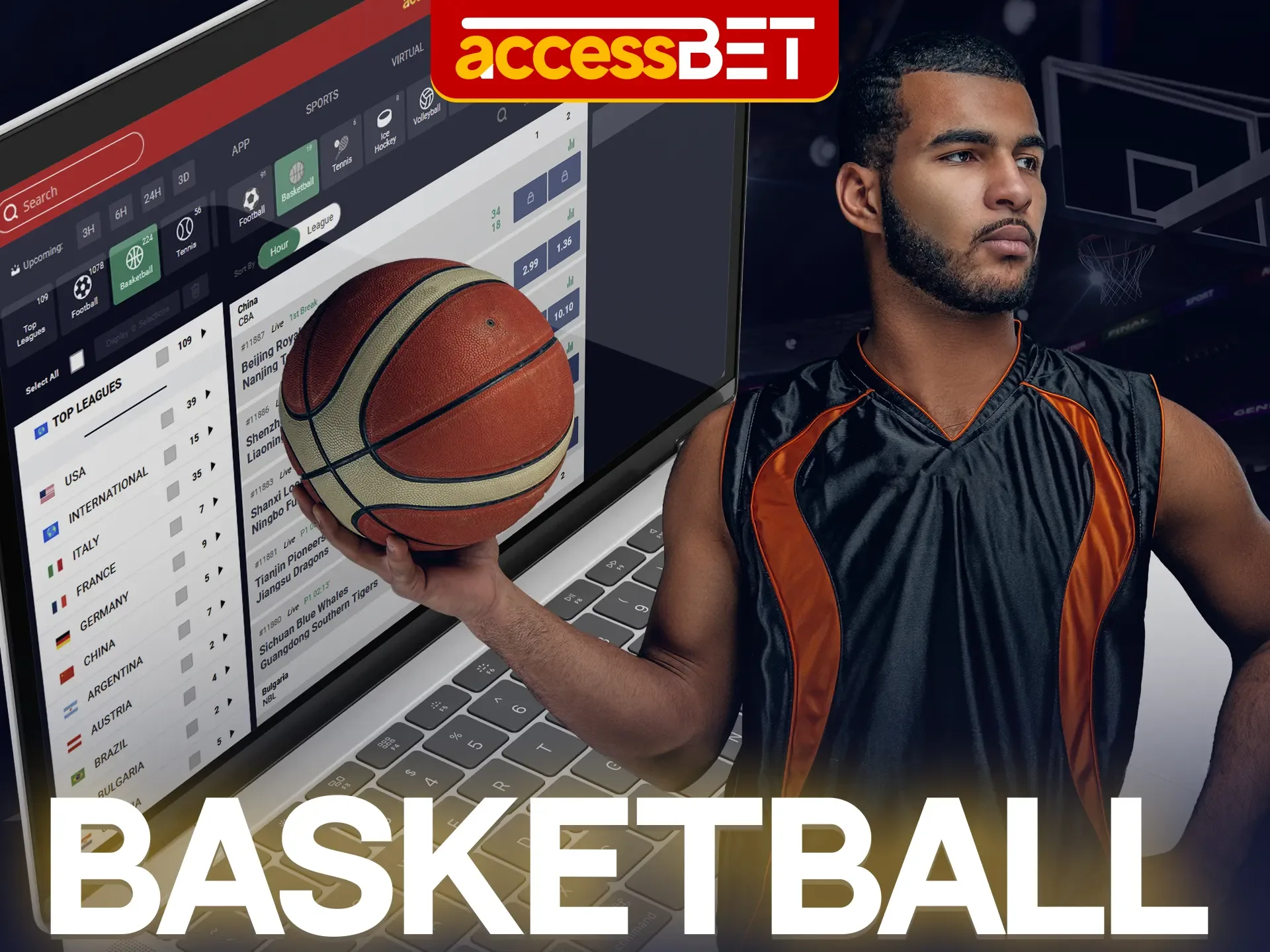 Follow the outcomes of basketball matches with Accessbet.