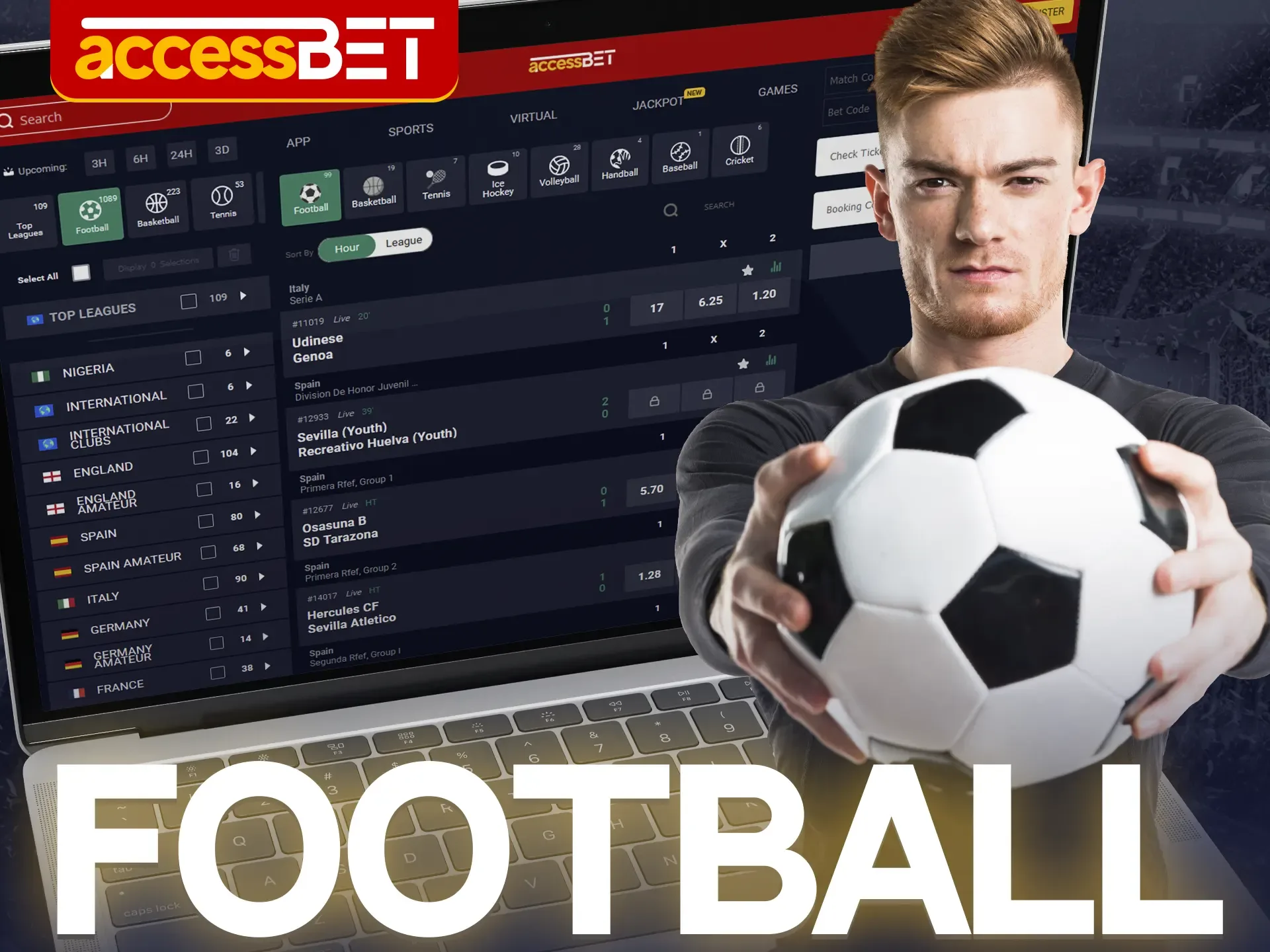 Football fans are sure to enjoy live betting at Accessbet.