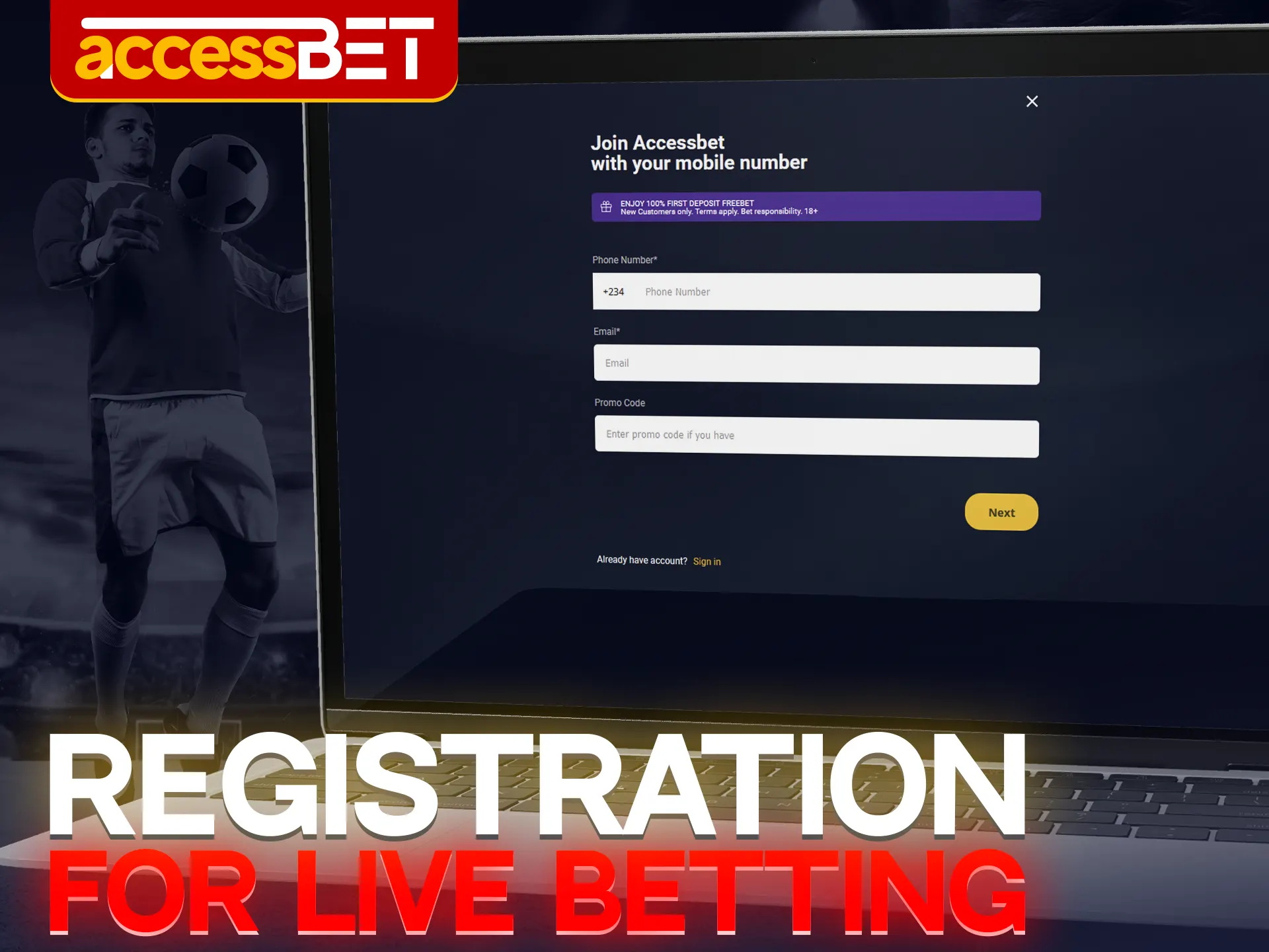 Only registered Accessbet users can place live bets.