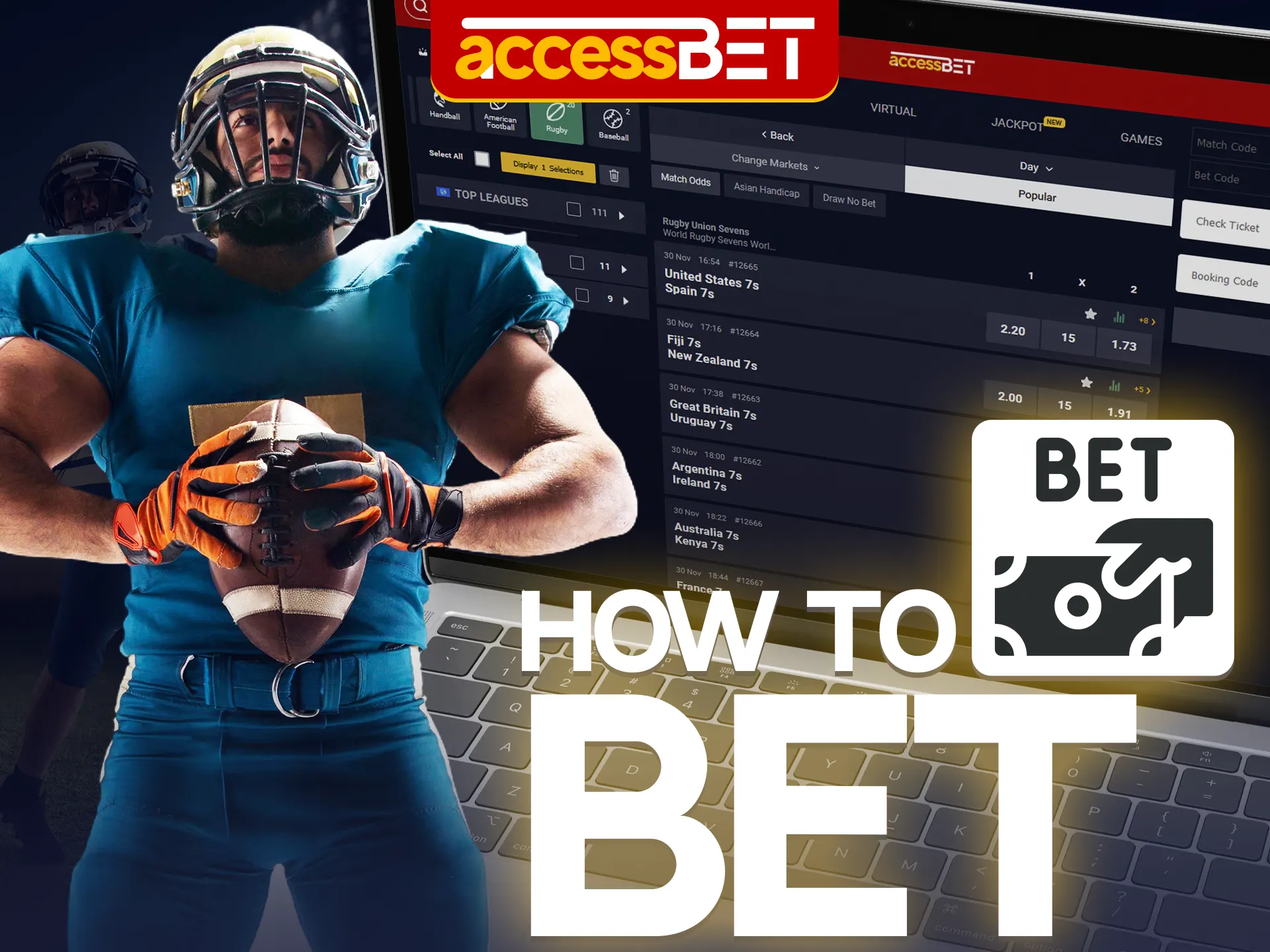 Enter your Accessbet rugby bet amount and confirm it.