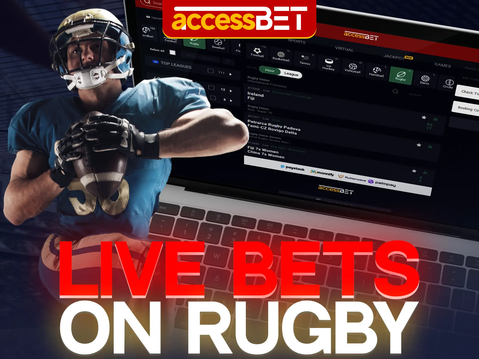 Watch rugby matches and place your bets at the same time at Accessbet.