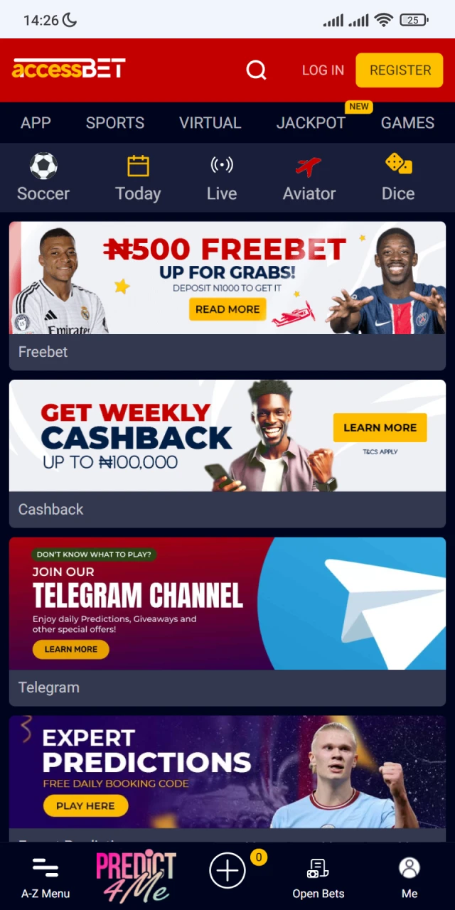 Get Accessbet bonus in the app to increase your winnings.