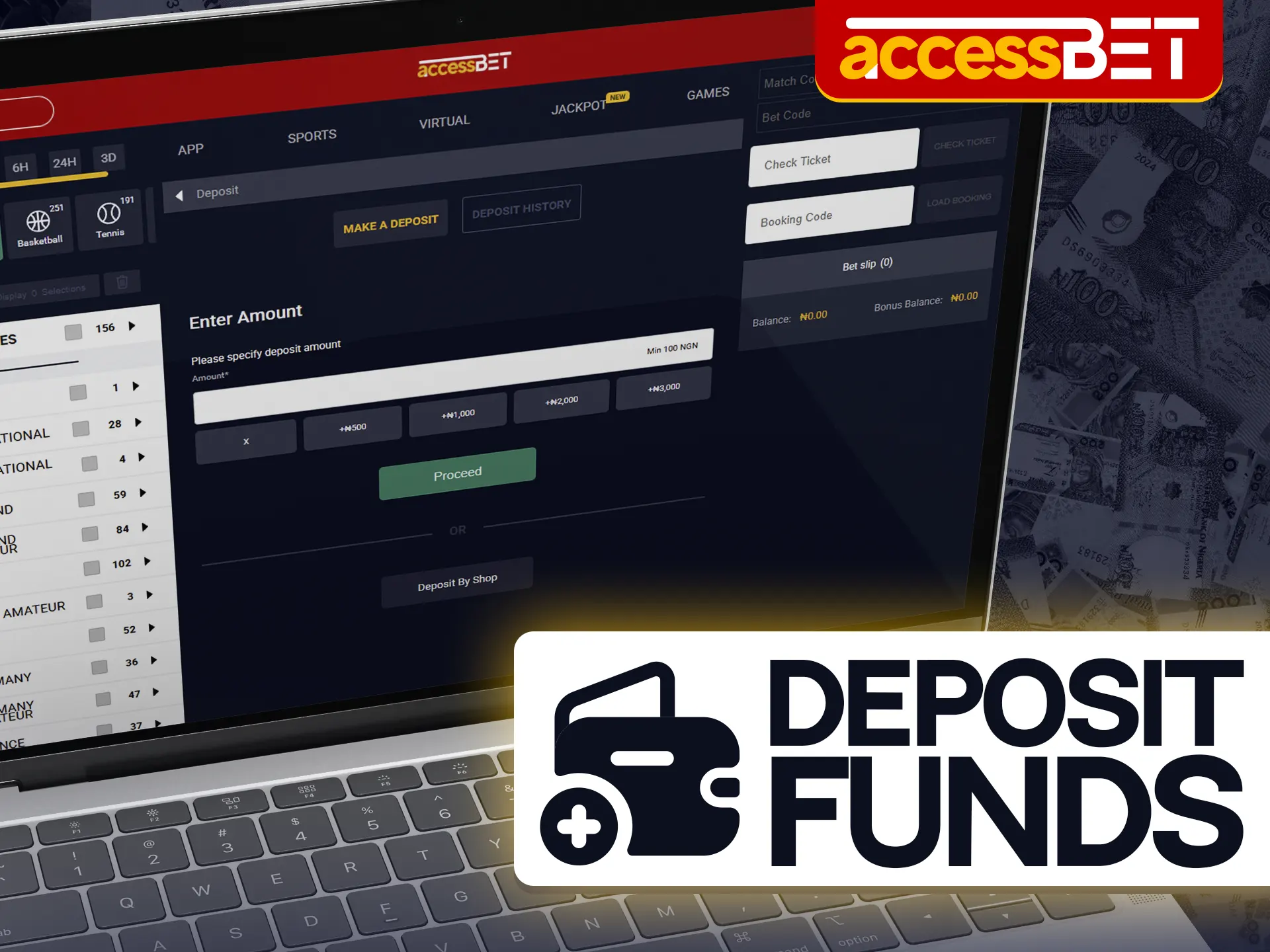 Make a deposit at Accessbet to play Aviator.