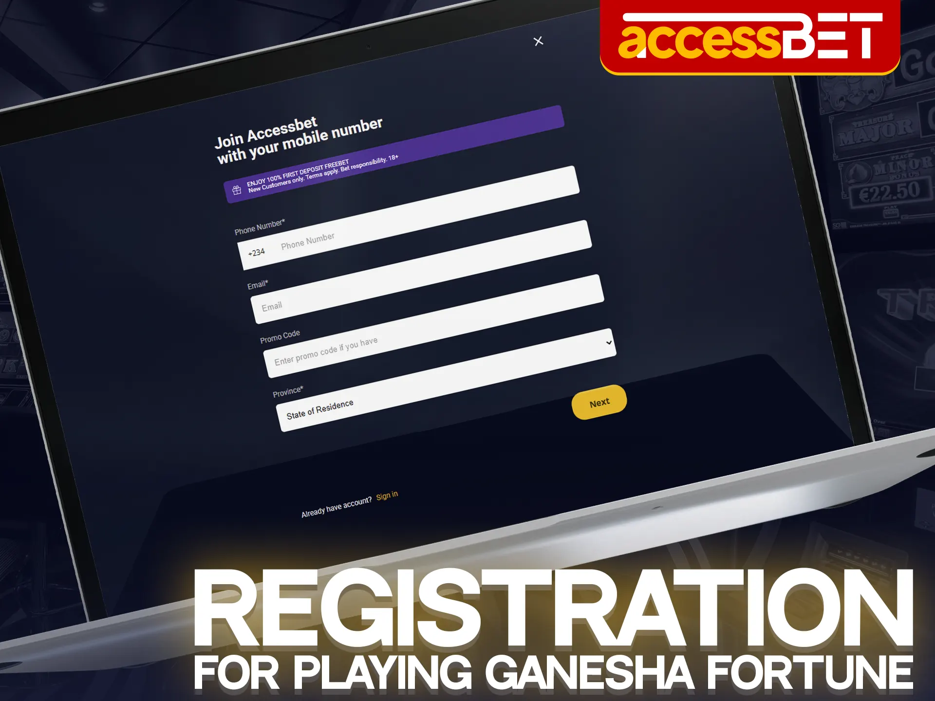 Unlock Ganesha Fortune game by registering with Accessbet.