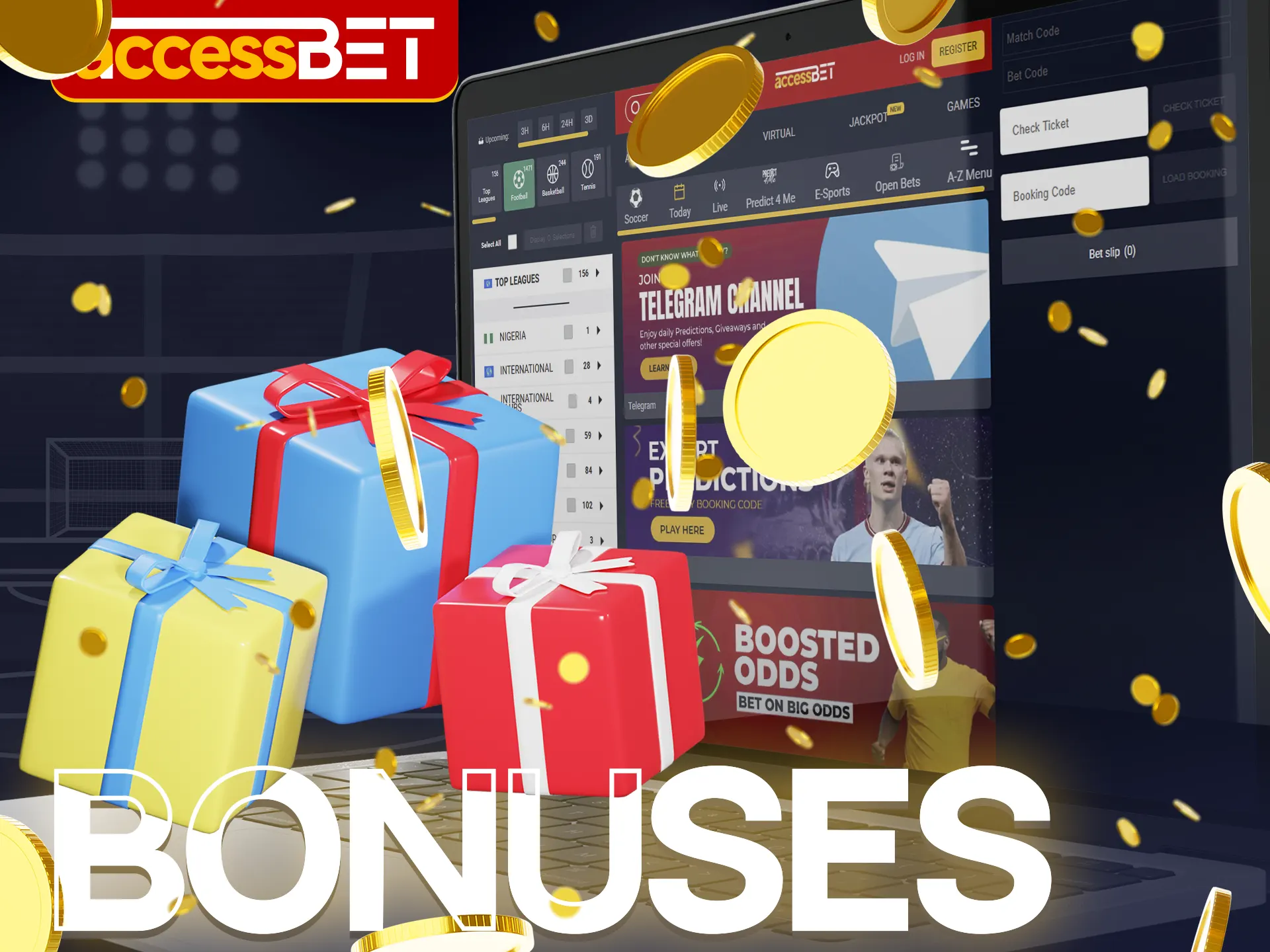 Accessbet offers a variety of bonuses for playing Goal Football League.