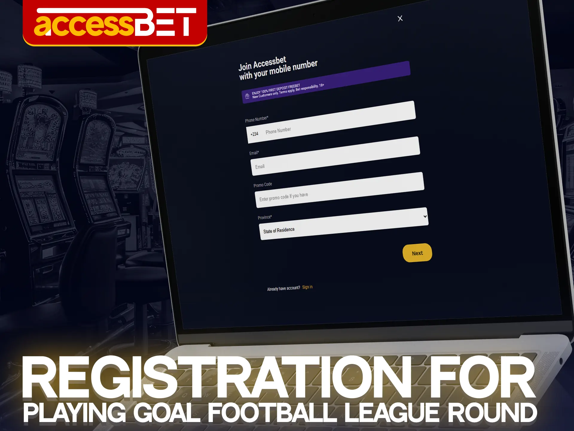 Sign up for Accessbet and play Goal Football League.