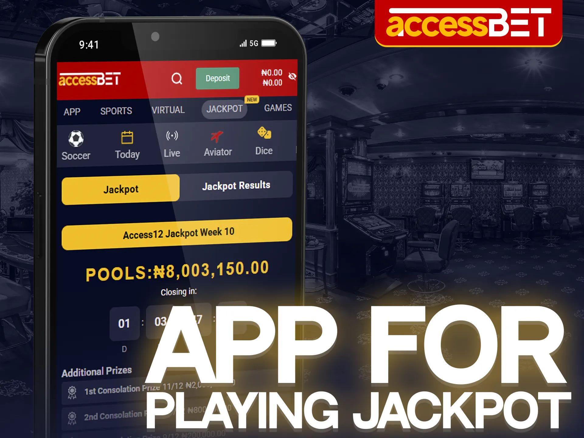 Play Accessbet Jackpot directly in the mobile app.