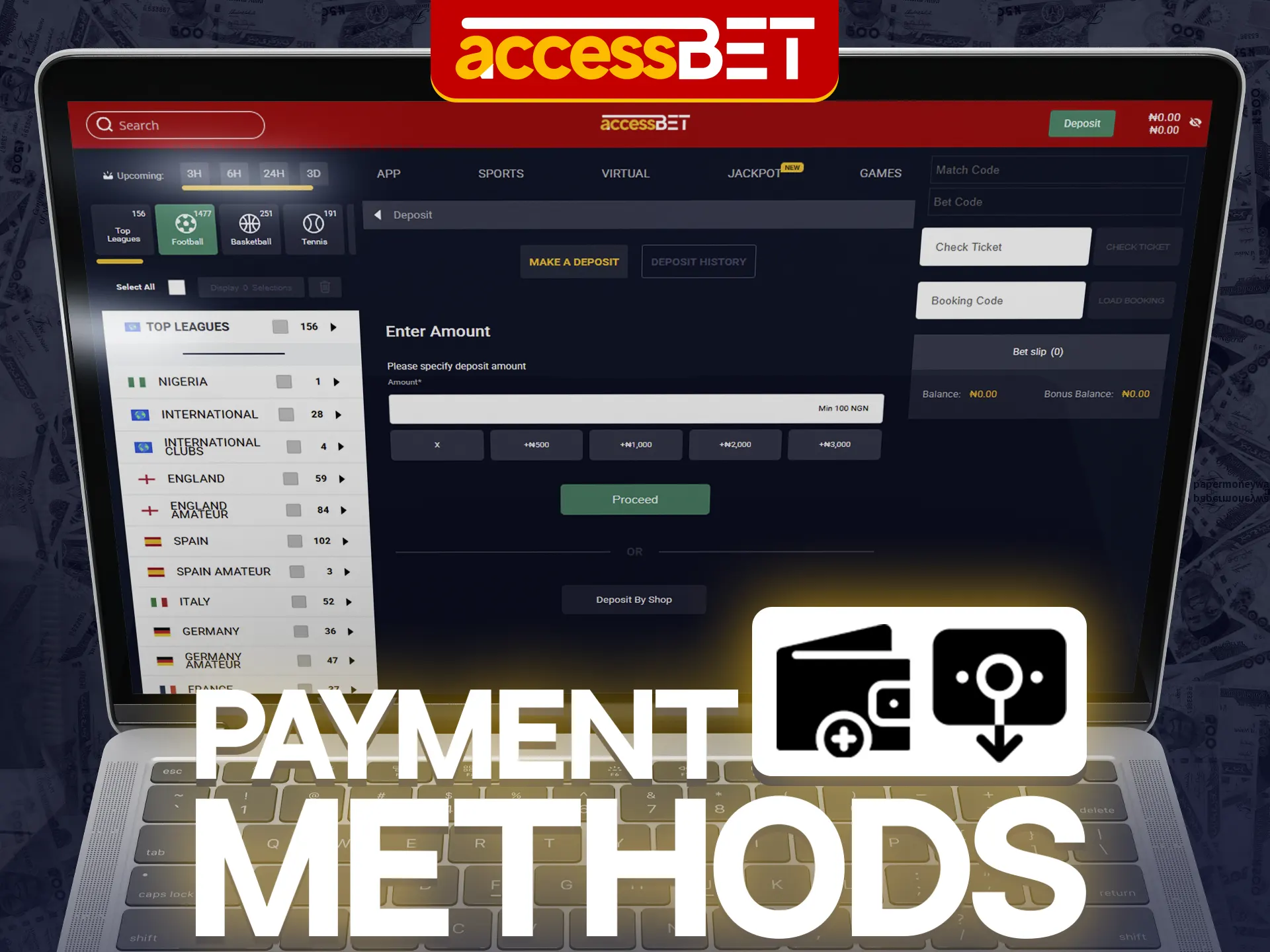 Payment methods for Jackpot bets at Accessbet.
