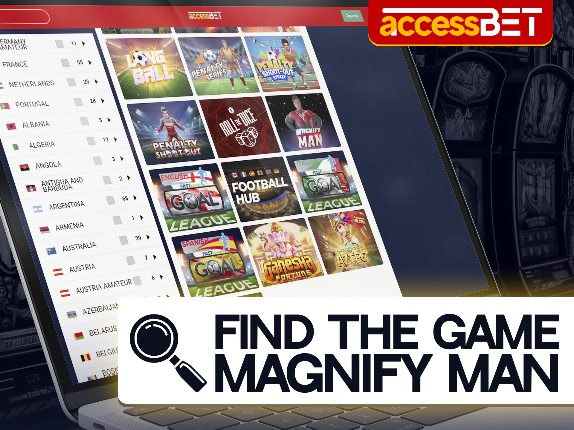 On the Accessbet you can find the Magnify Man game.
