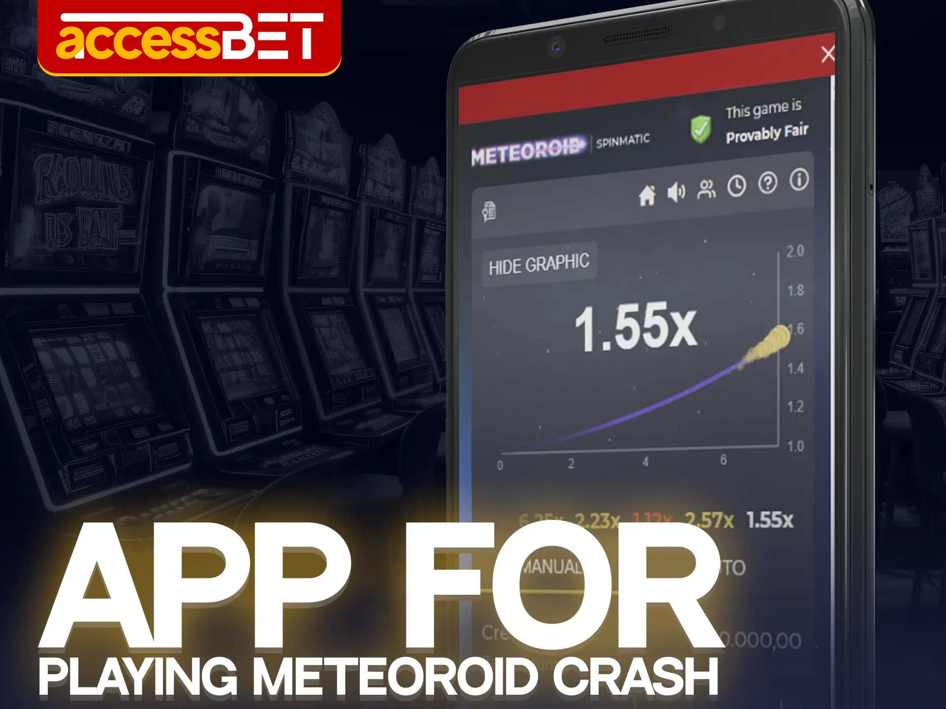 Play Meteoroid Crash on the go with the Accessbet app.