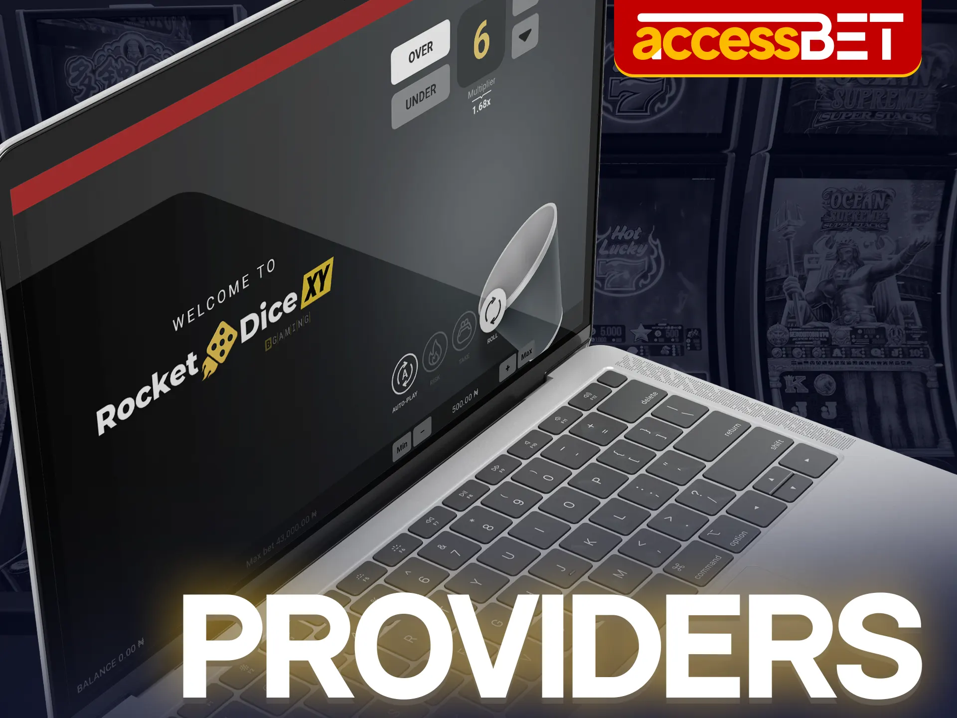 Find out who is the provider of the Rocket Dice XY game on the Accessbet website.