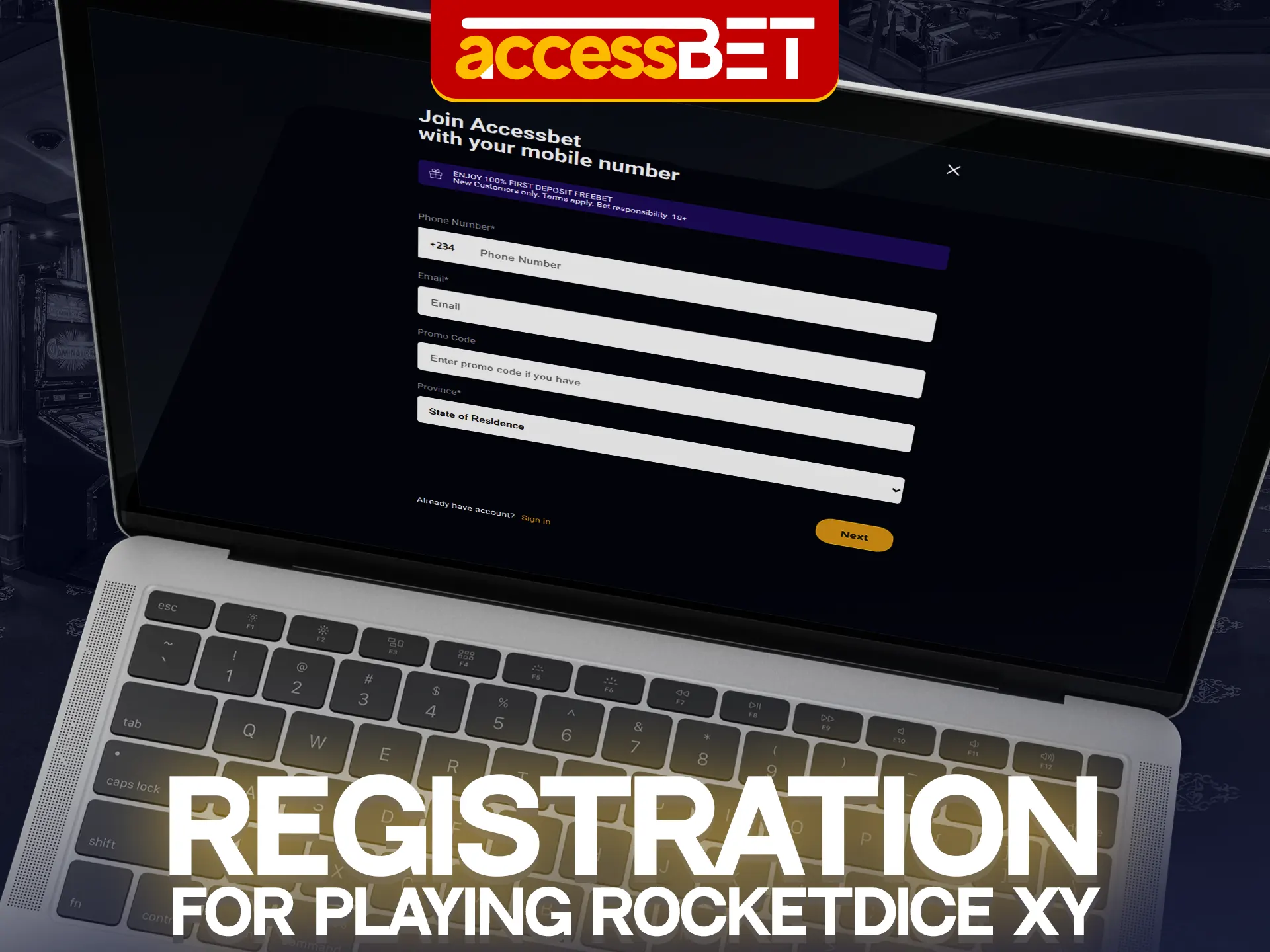 Start playing RocketDice XY after registering with Accessbet.